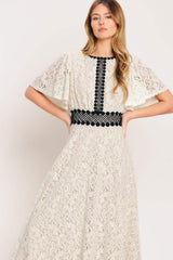PETITE LUNE WOVEN LACE MIDI DRESS - Flying Tomato - Flyclothing LLC