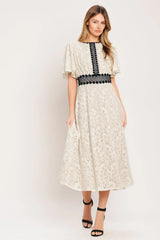 PETITE LUNE WOVEN LACE MIDI DRESS - Flying Tomato - Flyclothing LLC