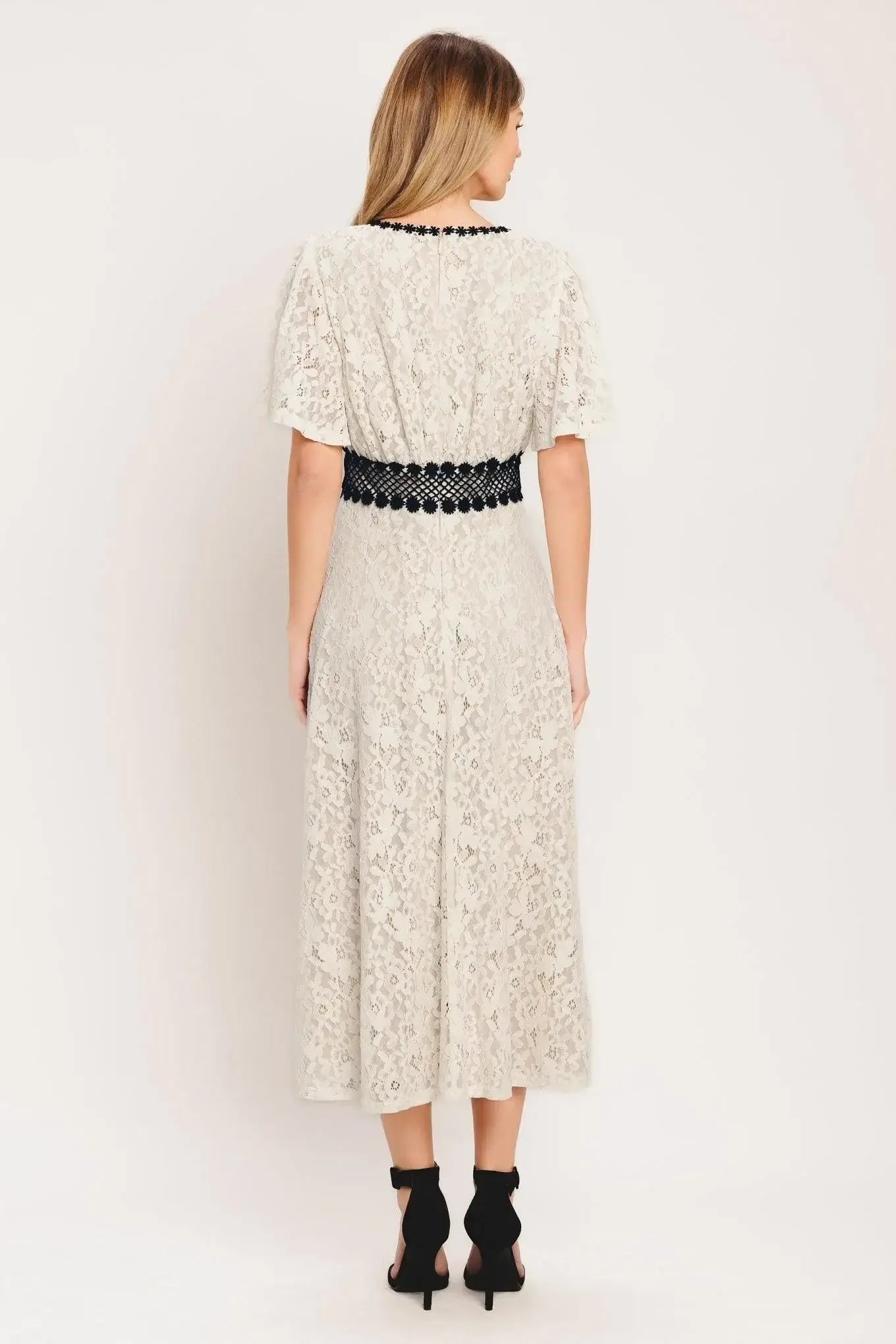 PETITE LUNE WOVEN LACE MIDI DRESS - Flying Tomato - Flyclothing LLC