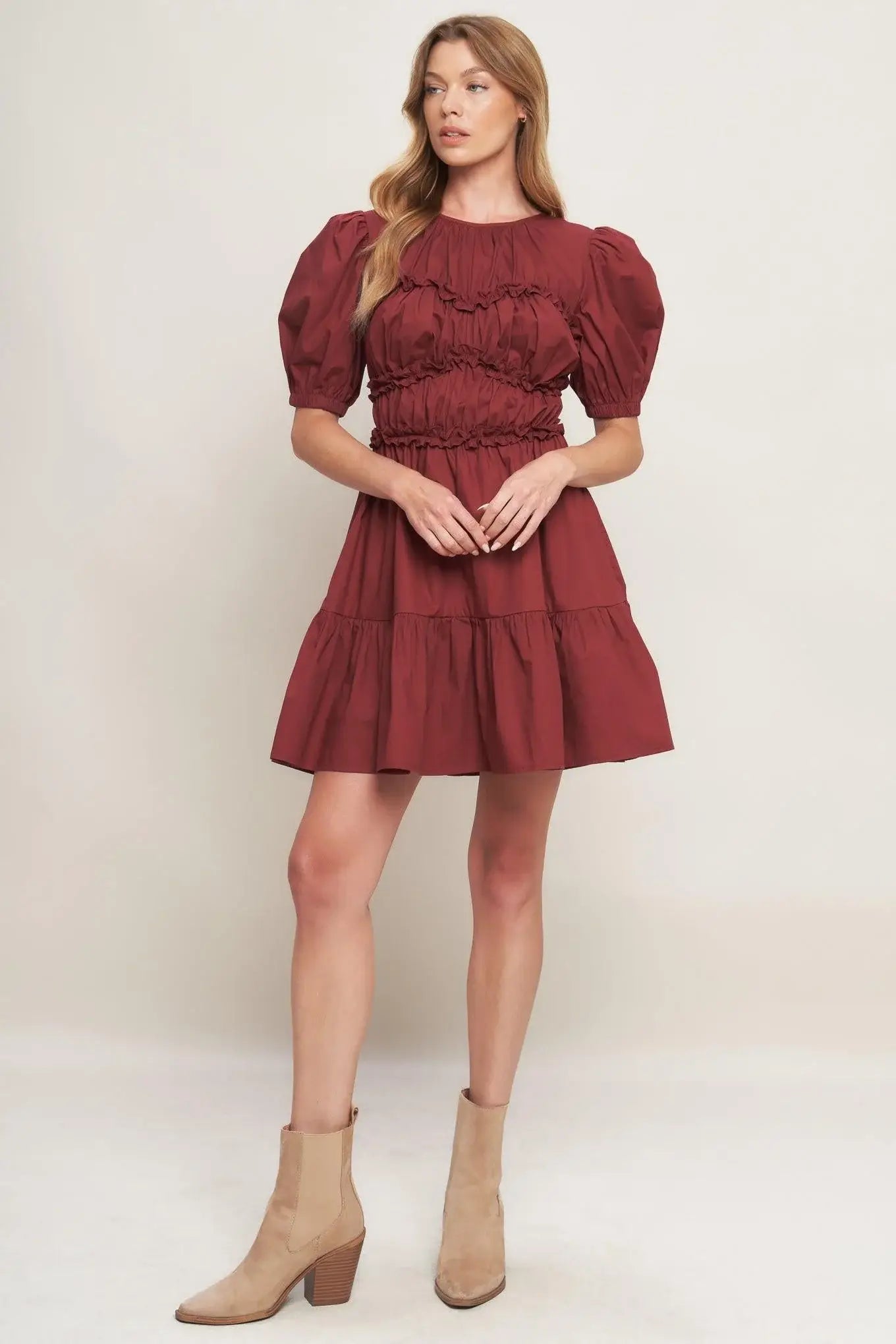 PLAYFUL CLASSIC WOVEN MINI DRESS - Flying Tomato - Flyclothing LLC