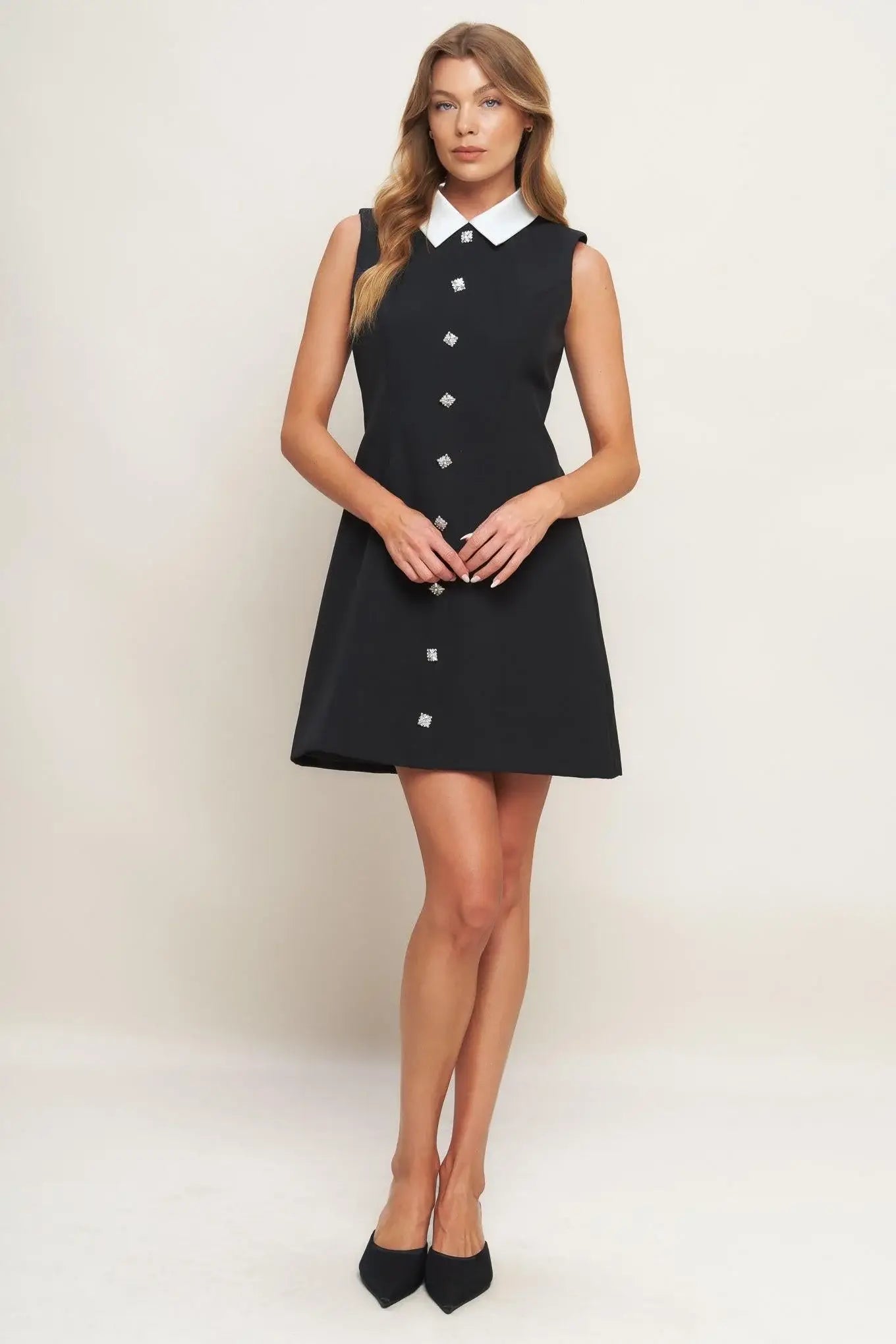 LOVELY MOMENT BLACK WOVEN MINI DRESS - Flying Tomato - Flyclothing LLC