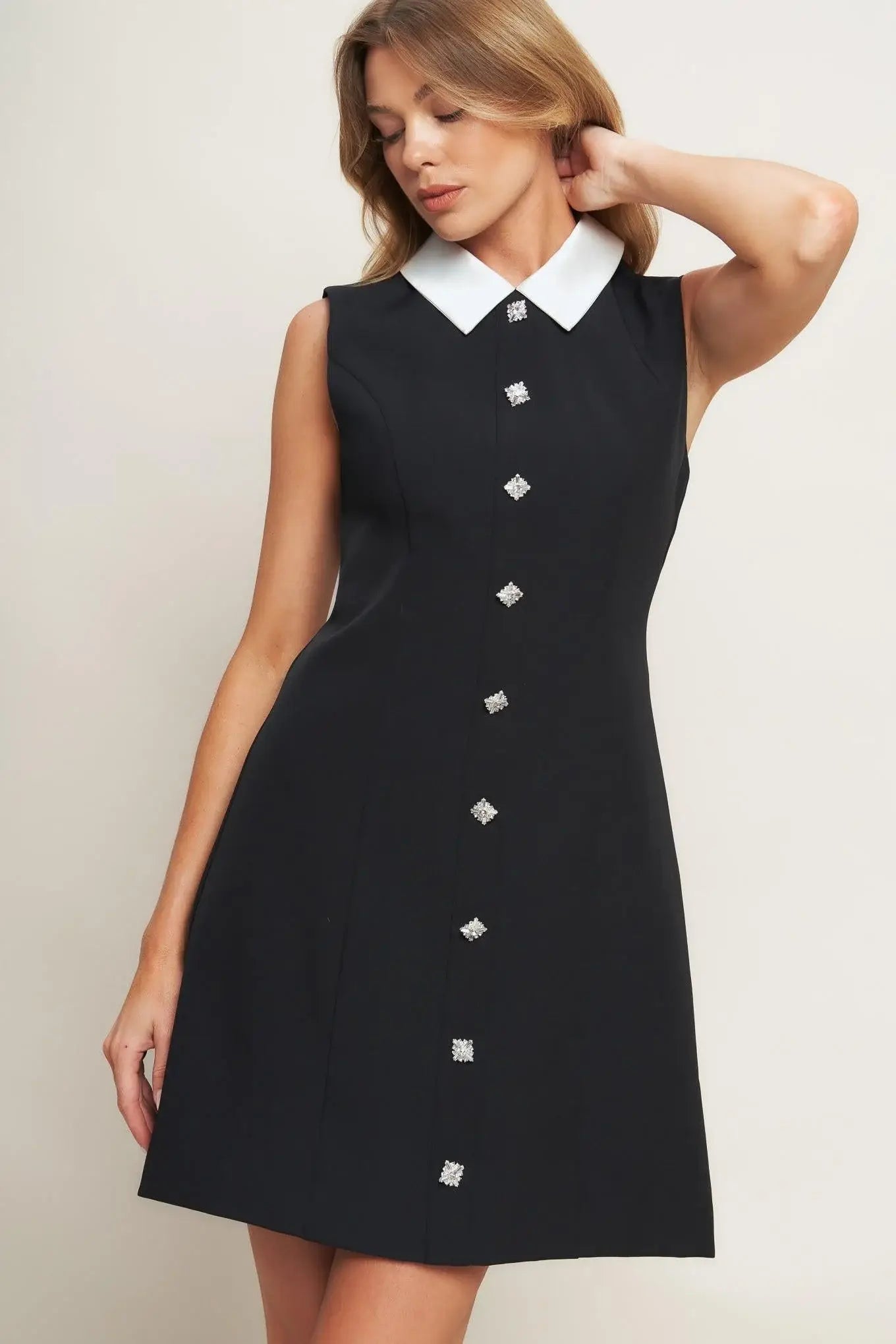 LOVELY MOMENT BLACK WOVEN MINI DRESS - Flying Tomato - Flyclothing LLC