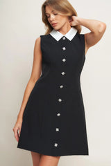 LOVELY MOMENT BLACK WOVEN MINI DRESS - Flying Tomato - Flyclothing LLC