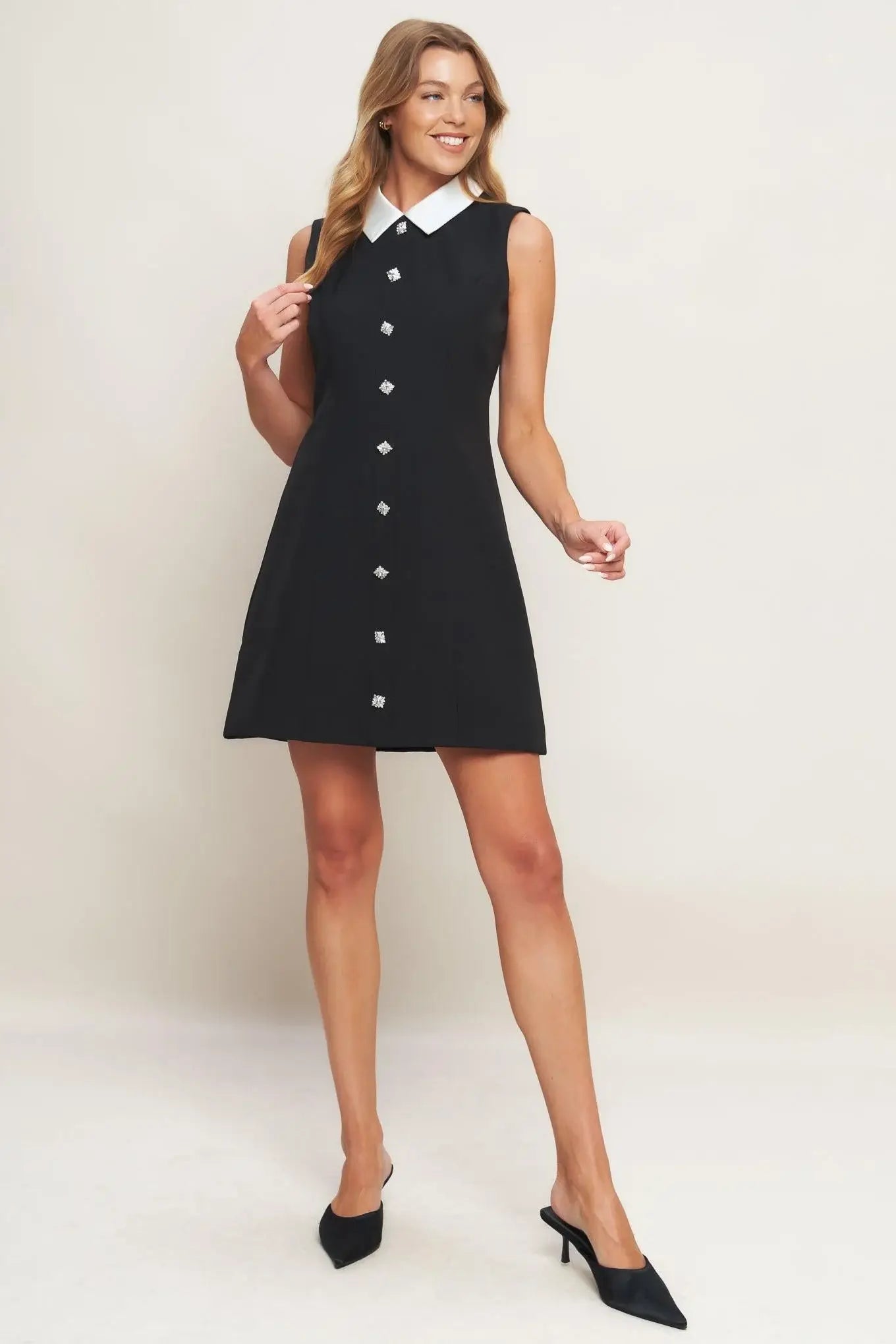 LOVELY MOMENT BLACK WOVEN MINI DRESS - Flying Tomato - Flyclothing LLC