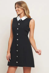 LOVELY MOMENT BLACK WOVEN MINI DRESS - Flying Tomato - Flyclothing LLC