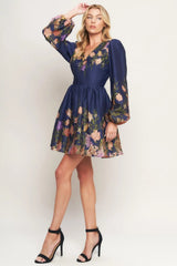 NOCTURNE IN BLOOM WOVEN MINI DRESS - Flying Tomato - Flyclothing LLC