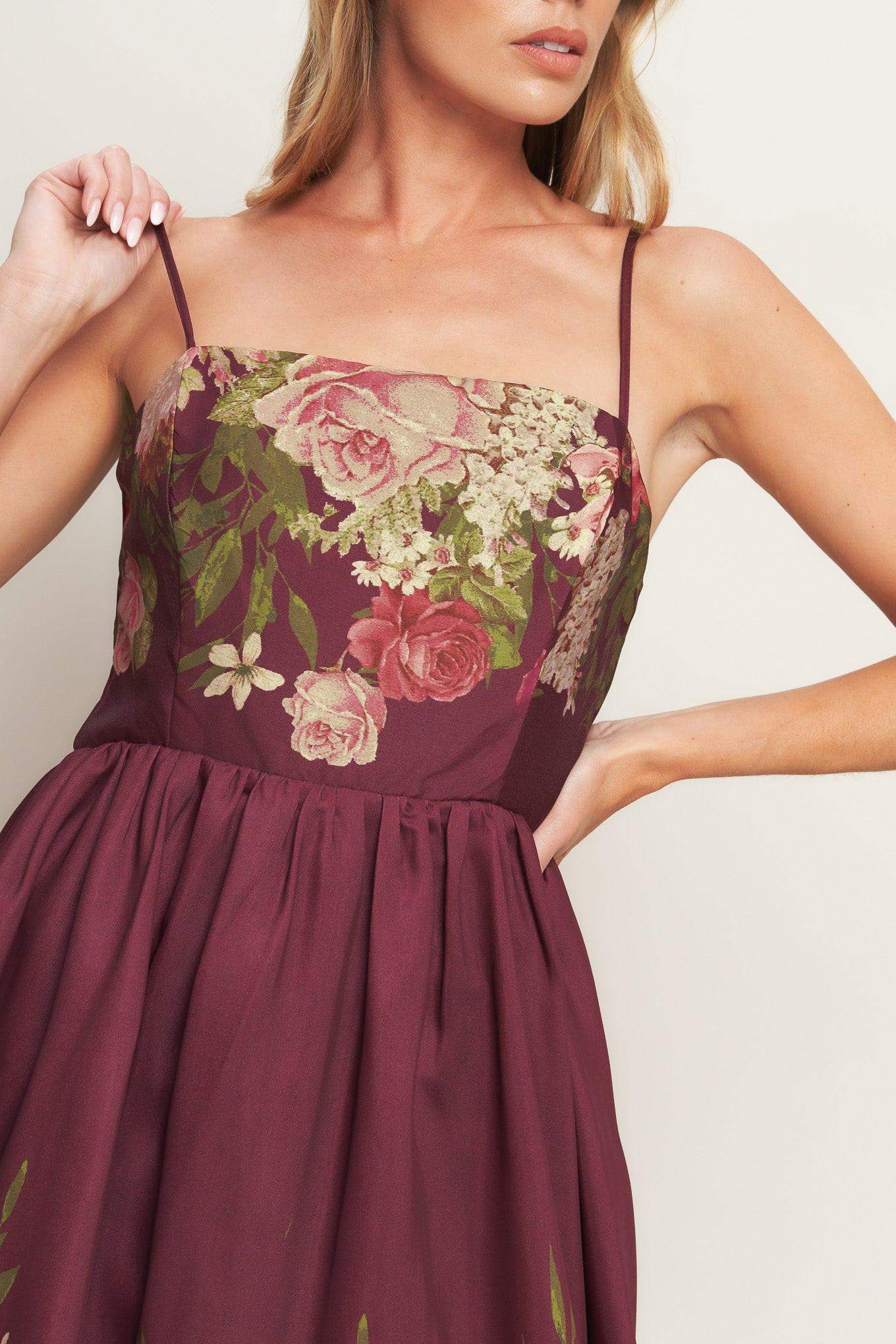 SECRET GARDEN ROMANCE WOVEN ANKLE DRESS - Flying Tomato - Flyclothing LLC