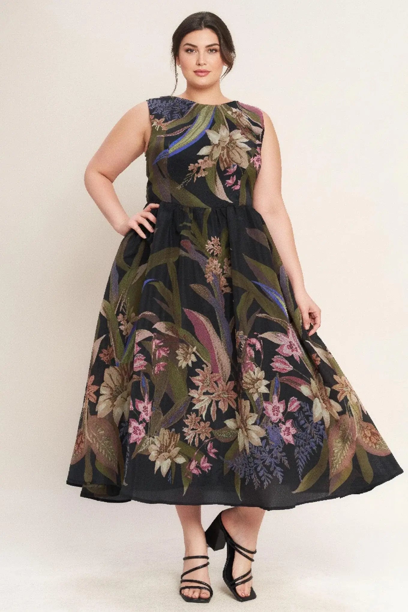 FOLIAGE WHISPER WOVEN MIDI DRESS - Flying Tomato - Flyclothing LLC