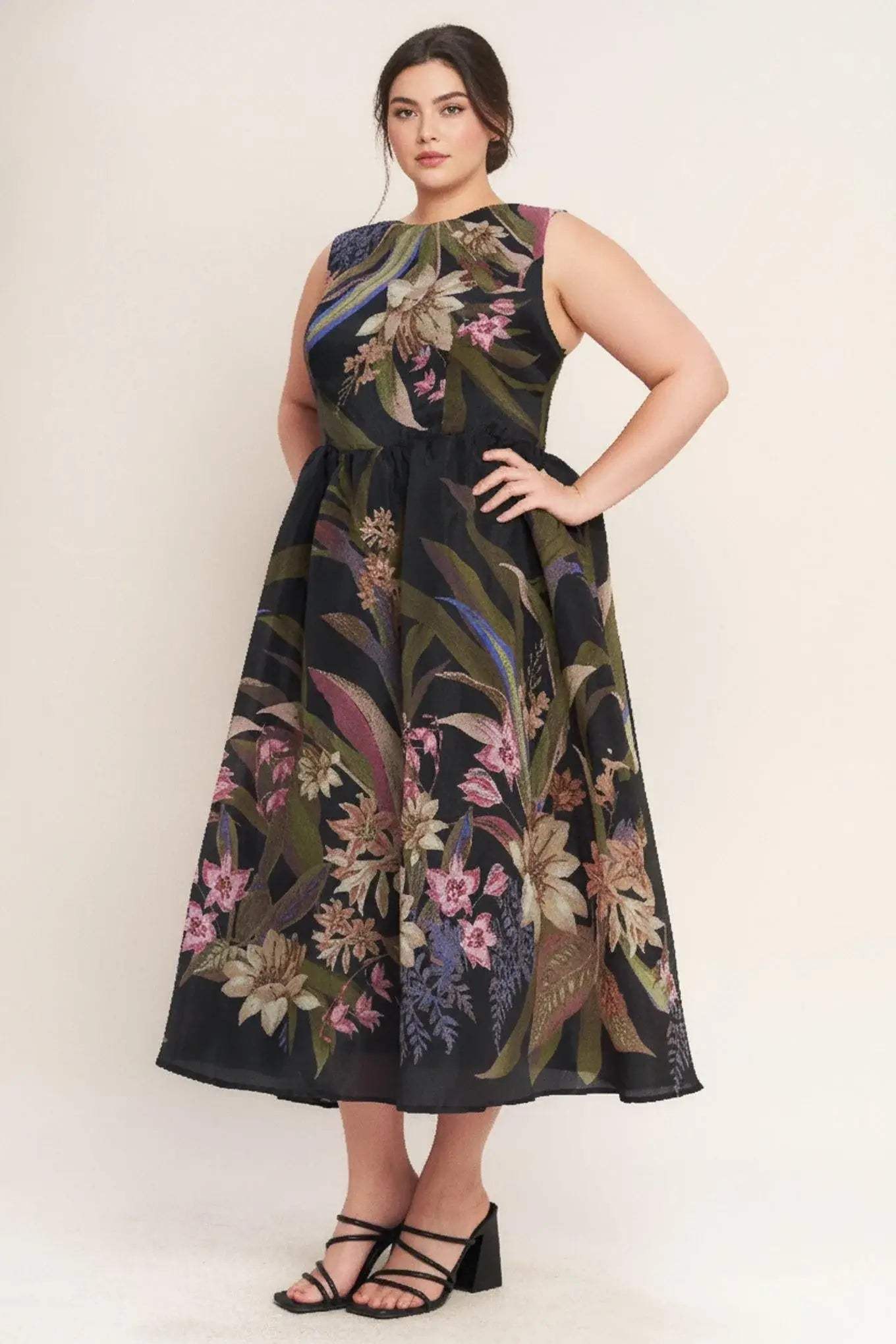 FOLIAGE WHISPER WOVEN MIDI DRESS - Flying Tomato - Flyclothing LLC