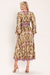 IKAT BLOOM WOVEN MIDI TRUE WRAP DRESS
