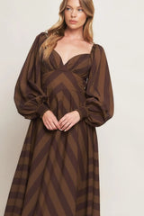 BROWN GODDESS FLOW WOVEN MIDI DRESS - Flying Tomato - Flyclothing LLC
