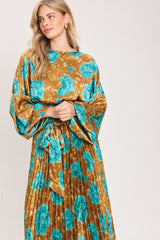 GOLDEN BLOOM LUXE WOVEN SATIN MAXI DRESS