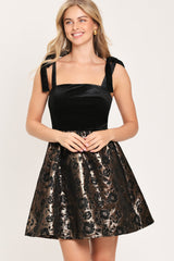 CELEBRATION NIGHT VELVET WOVEN MINI DRESS - Flying Tomato - Flyclothing LLC