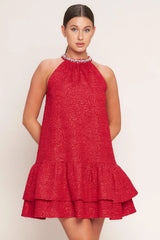 SPARKLE & SWIRL WOVEN MINI DRESS - Flying Tomato - Flyclothing LLC