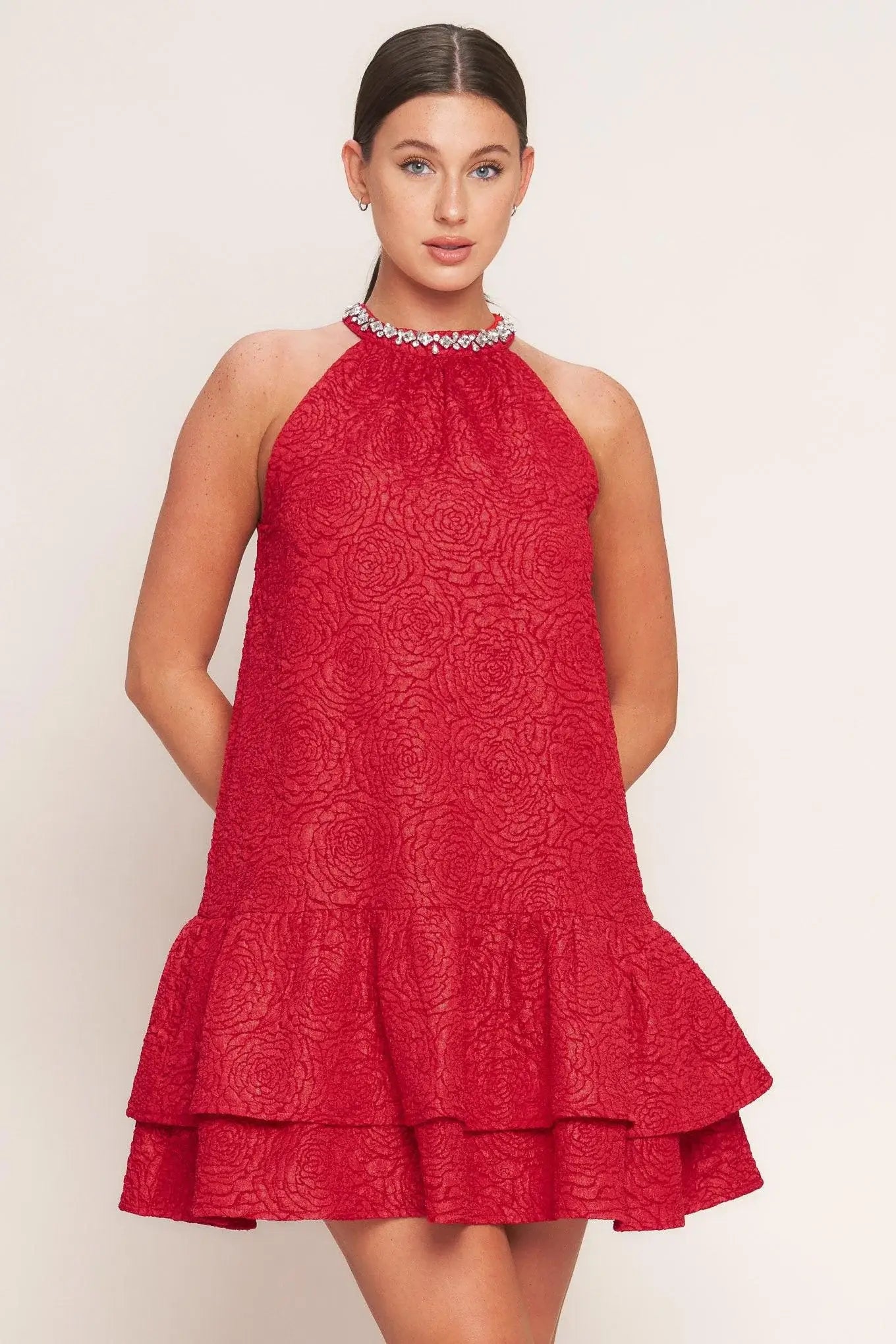 SPARKLE & SWIRL WOVEN MINI DRESS - Flying Tomato - Flyclothing LLC