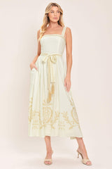 MOONLIT GARDEN WOVEN MIDI DRESS - Flying Tomato - Flyclothing LLC