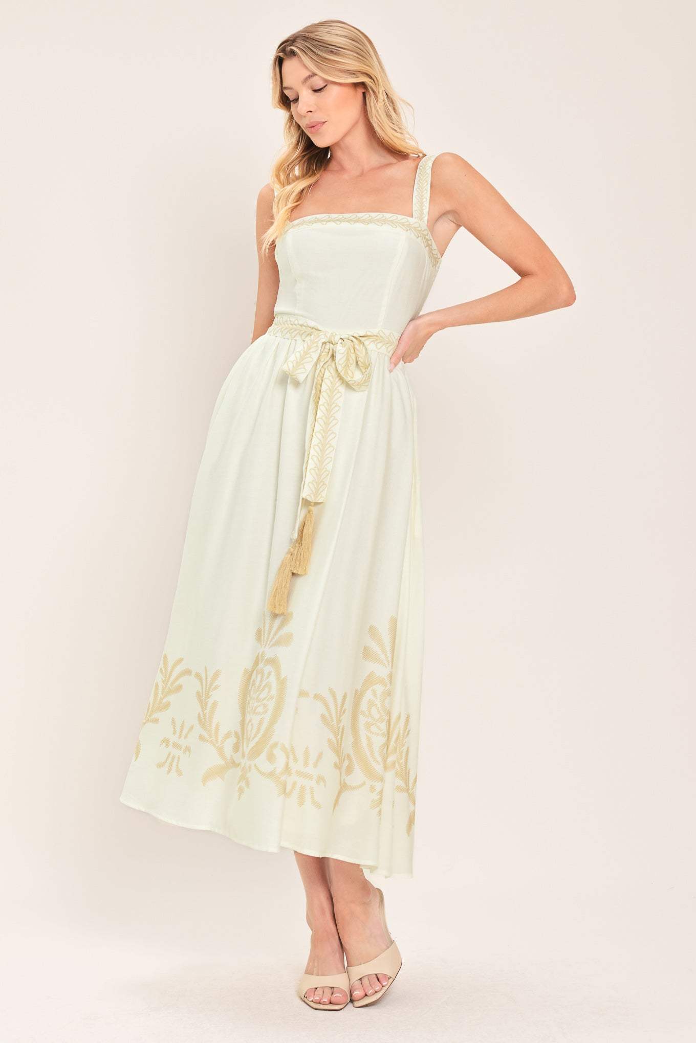MOONLIT GARDEN WOVEN MIDI DRESS - Flying Tomato - Flyclothing LLC