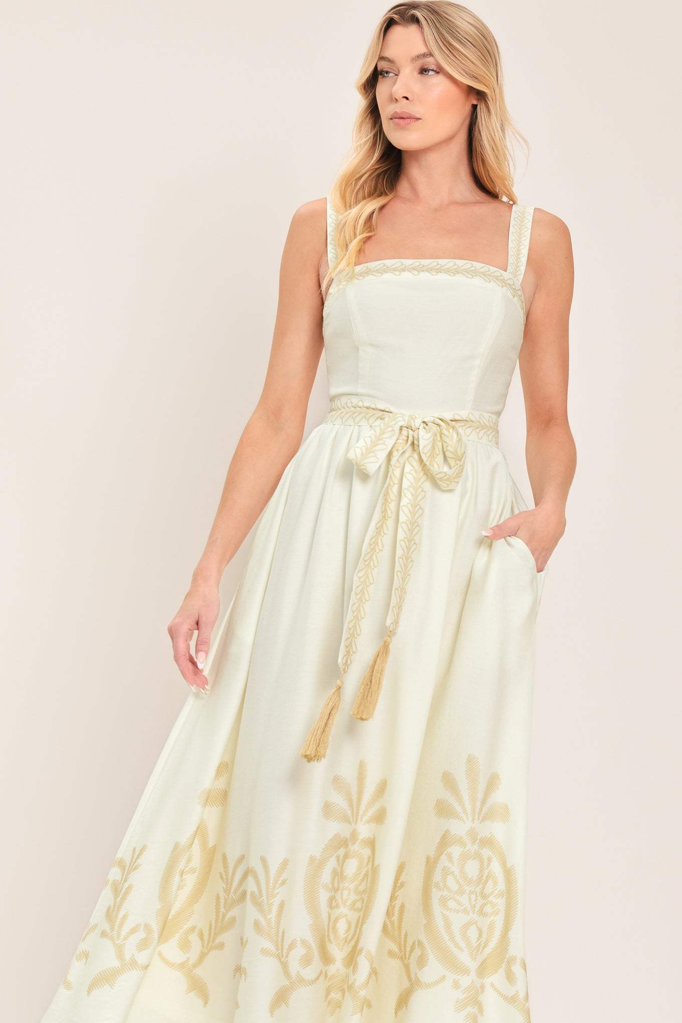 MOONLIT GARDEN WOVEN MIDI DRESS - Flying Tomato - Flyclothing LLC