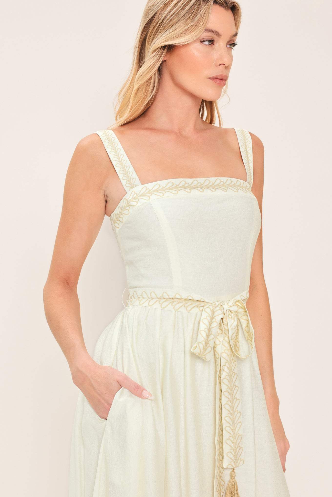 MOONLIT GARDEN WOVEN MIDI DRESS - Flying Tomato - Flyclothing LLC