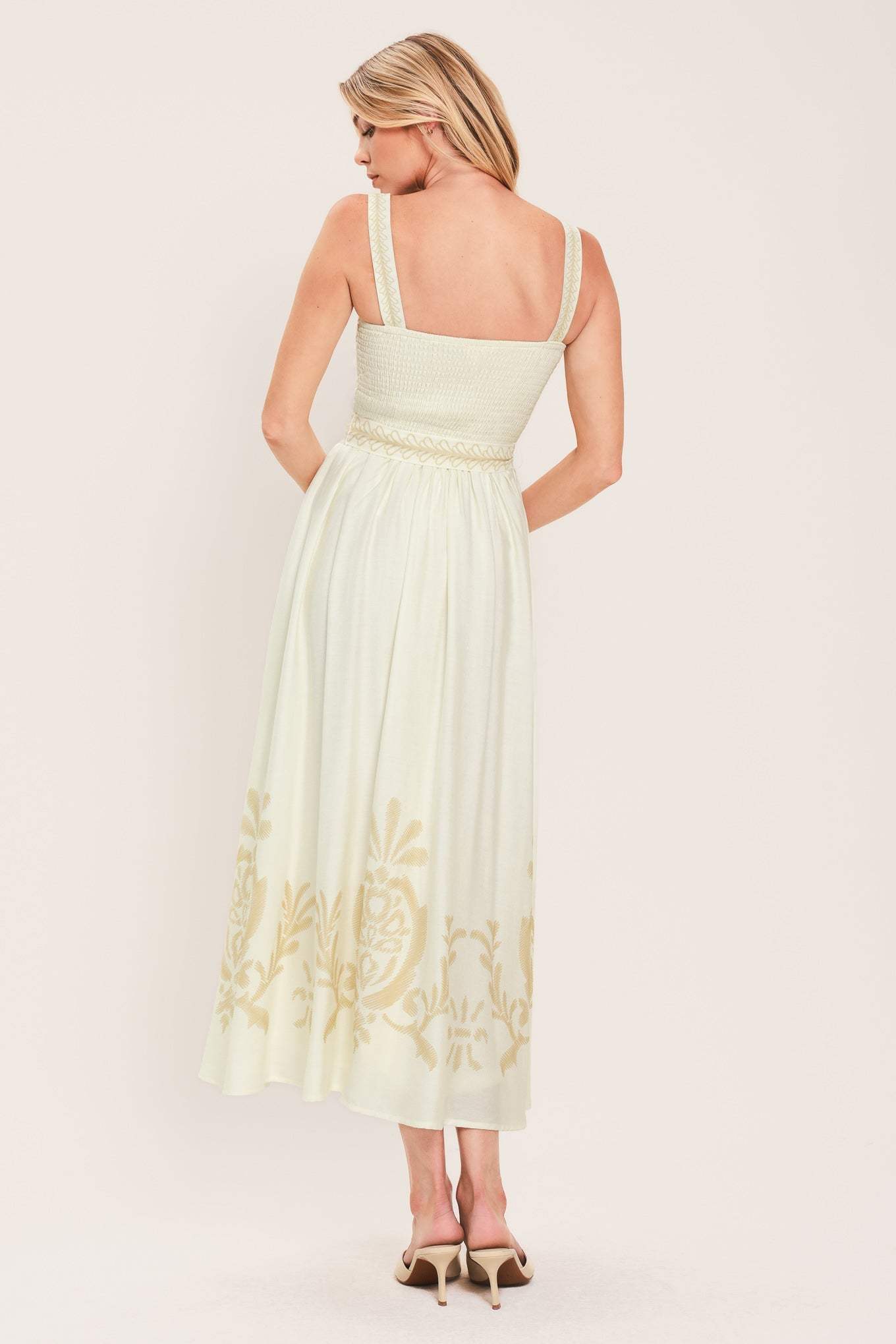 MOONLIT GARDEN WOVEN MIDI DRESS - Flying Tomato - Flyclothing LLC