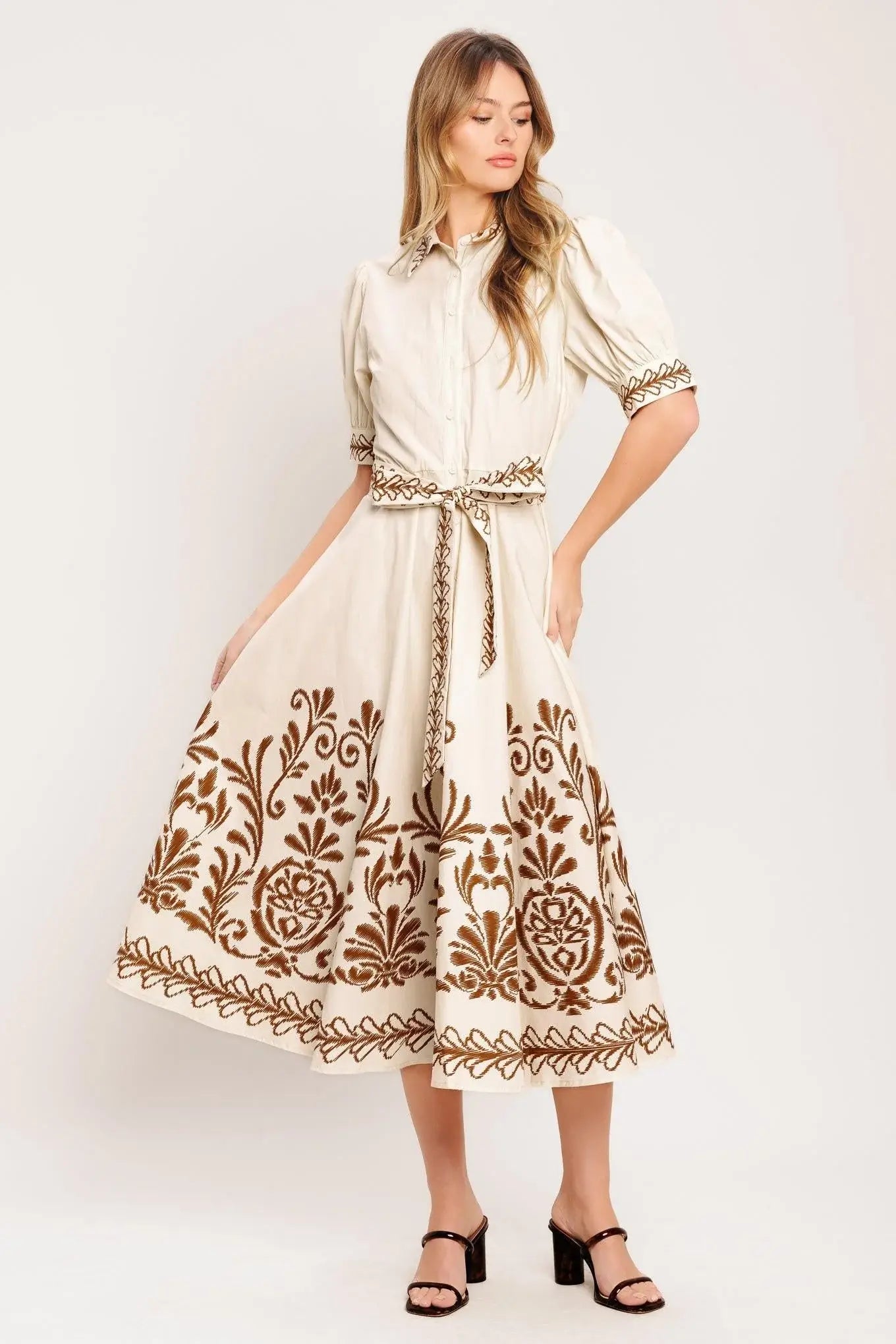 ROMANTIC HEIRLOOM WOVEN MIDI DRESS - Flying Tomato - Flyclothing LLC