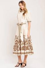 ROMANTIC HEIRLOOM WOVEN MIDI DRESS - Flying Tomato - Flyclothing LLC