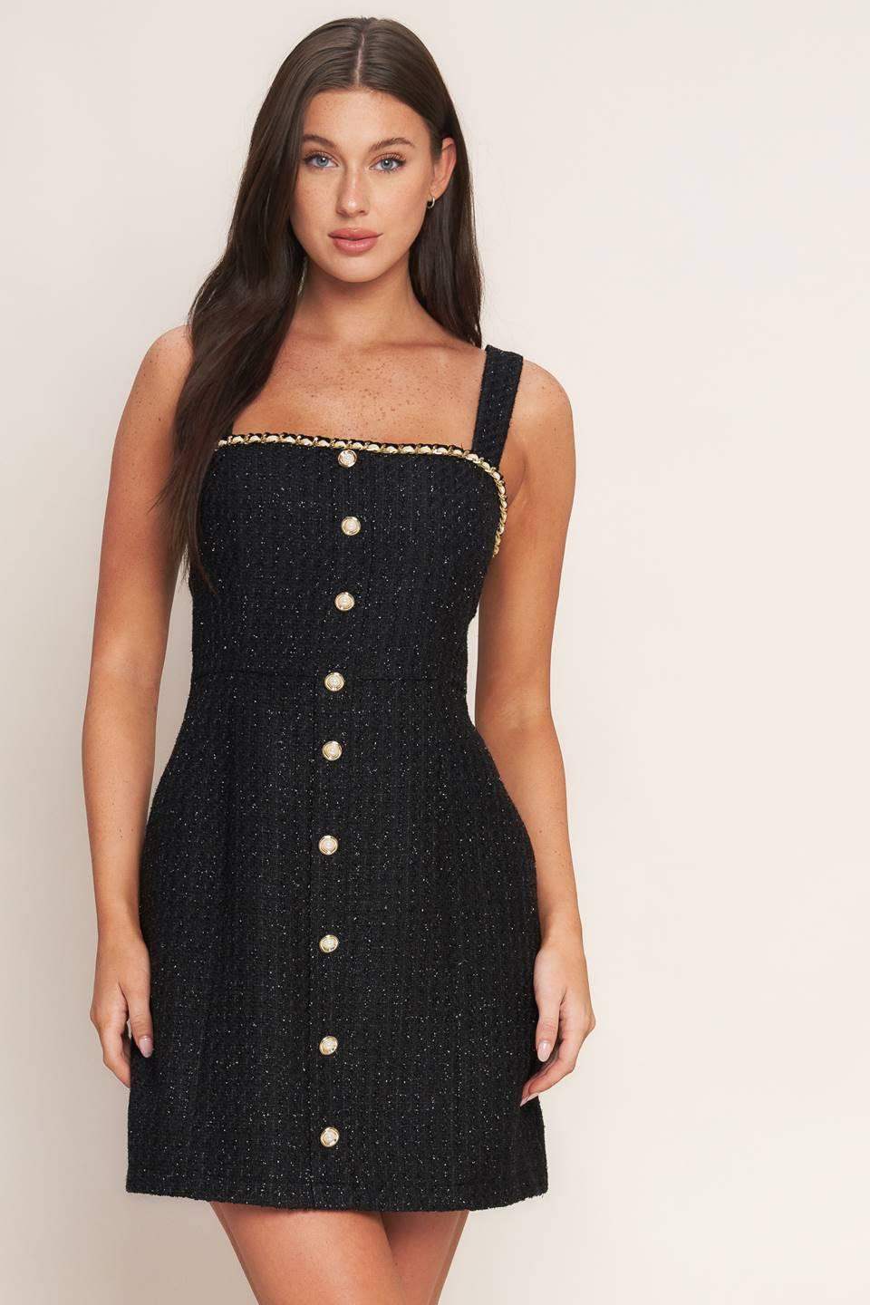 MONACO HOUR TWEED MINI DRESS - Flying Tomato - Flyclothing LLC