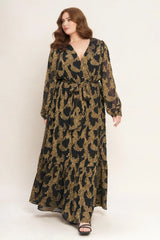 MIDNIGHT MOSS WOVEN JACQUARD MAXI DRESS - Flying Tomato - Flyclothing LLC