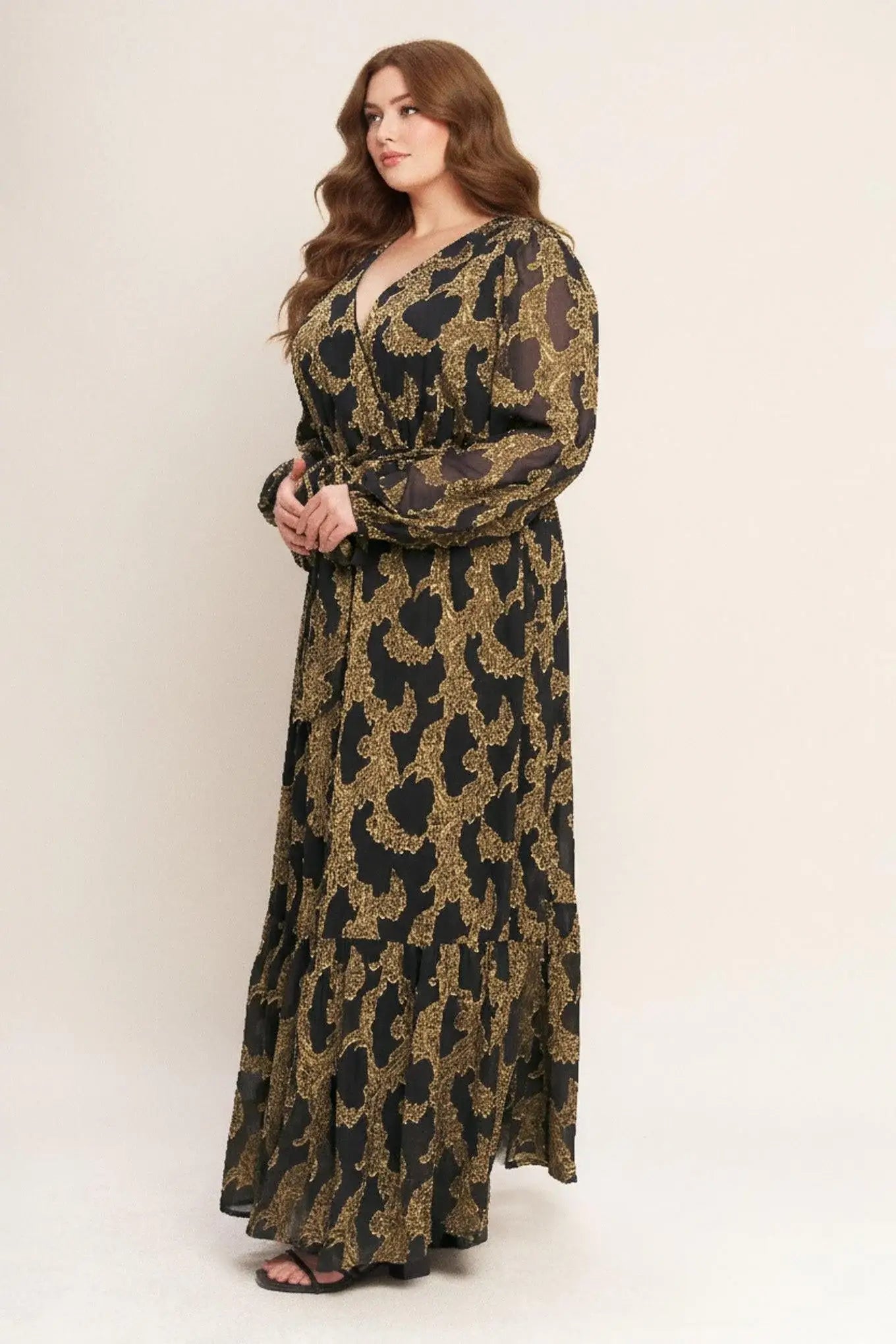MIDNIGHT MOSS WOVEN JACQUARD MAXI DRESS - Flying Tomato - Flyclothing LLC