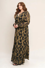 MIDNIGHT MOSS WOVEN JACQUARD MAXI DRESS - Flying Tomato - Flyclothing LLC