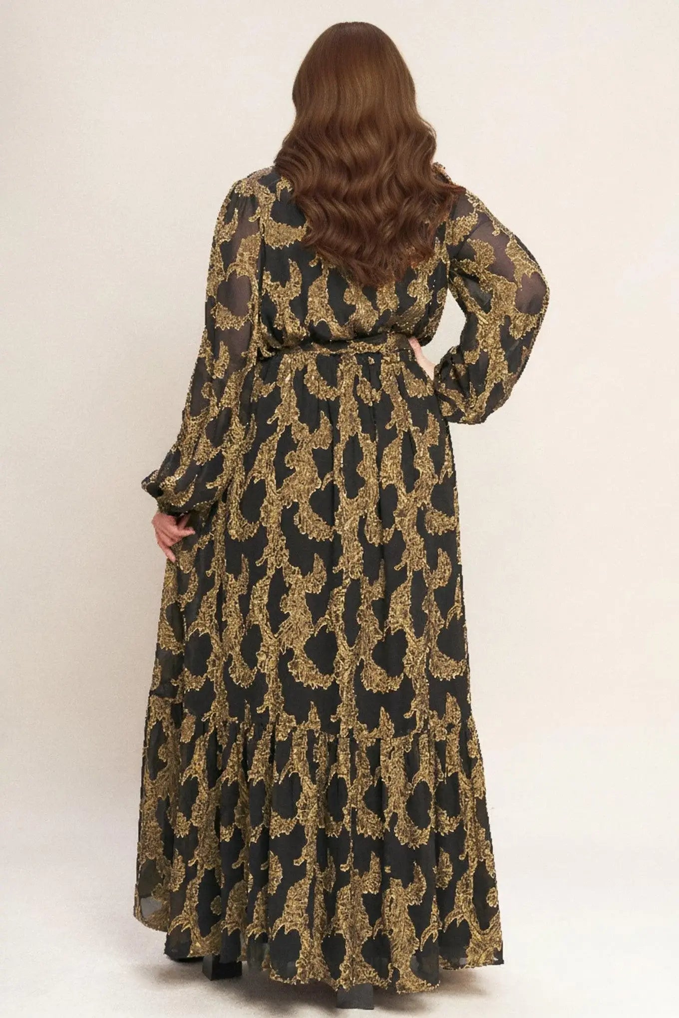 MIDNIGHT MOSS WOVEN JACQUARD MAXI DRESS - Flying Tomato - Flyclothing LLC