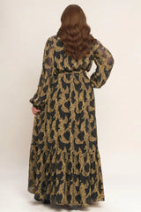 MIDNIGHT MOSS WOVEN JACQUARD MAXI DRESS - Flying Tomato - Flyclothing LLC