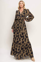 MIDNIGHT MOSS WOVEN JACQUARD MAXI DRESS - Flying Tomato - Flyclothing LLC