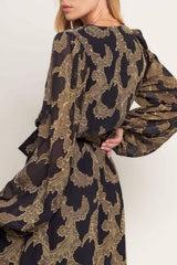 MIDNIGHT MOSS WOVEN JACQUARD MAXI DRESS - Flying Tomato - Flyclothing LLC