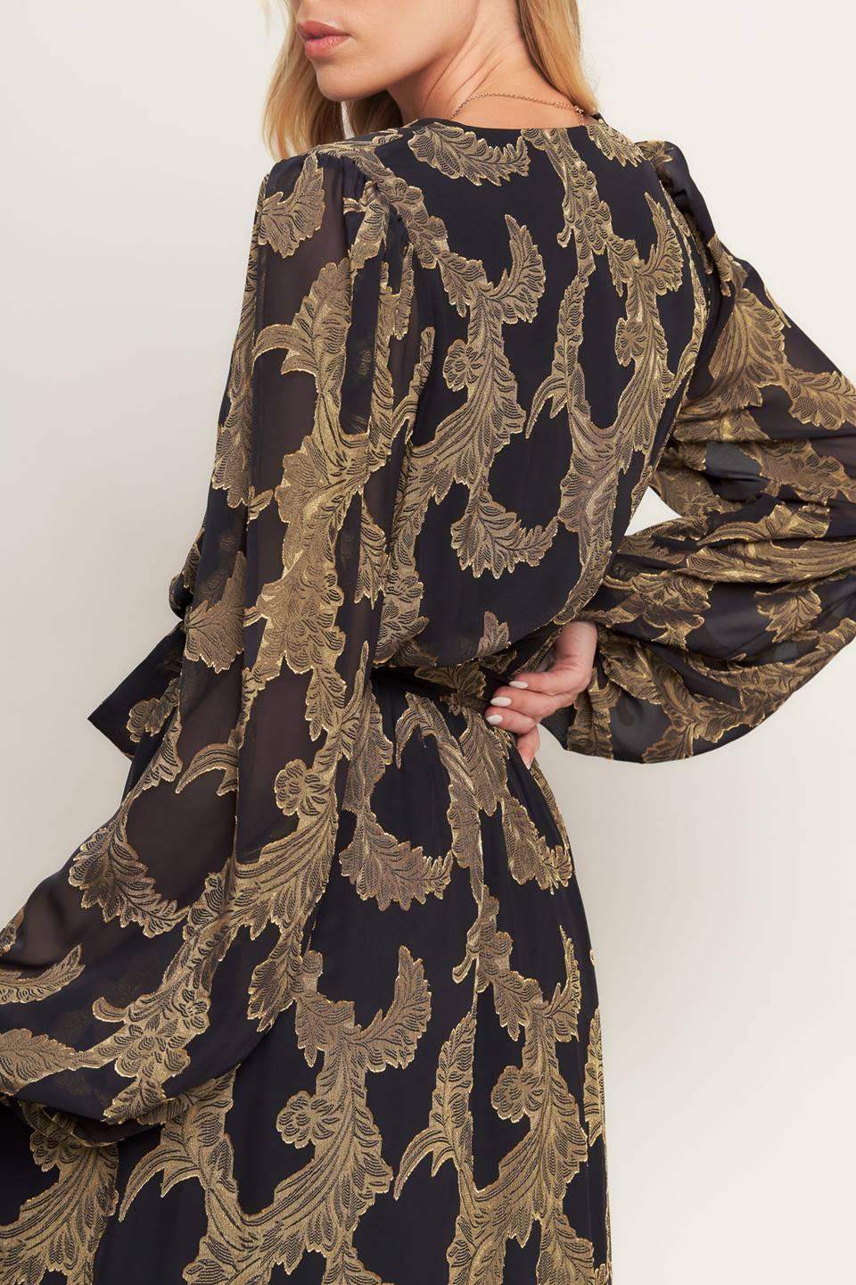 MIDNIGHT MOSS WOVEN JACQUARD MAXI DRESS - Flying Tomato - Flyclothing LLC