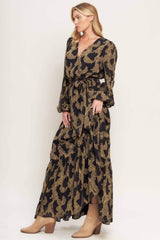 MIDNIGHT MOSS WOVEN JACQUARD MAXI DRESS - Flying Tomato - Flyclothing LLC