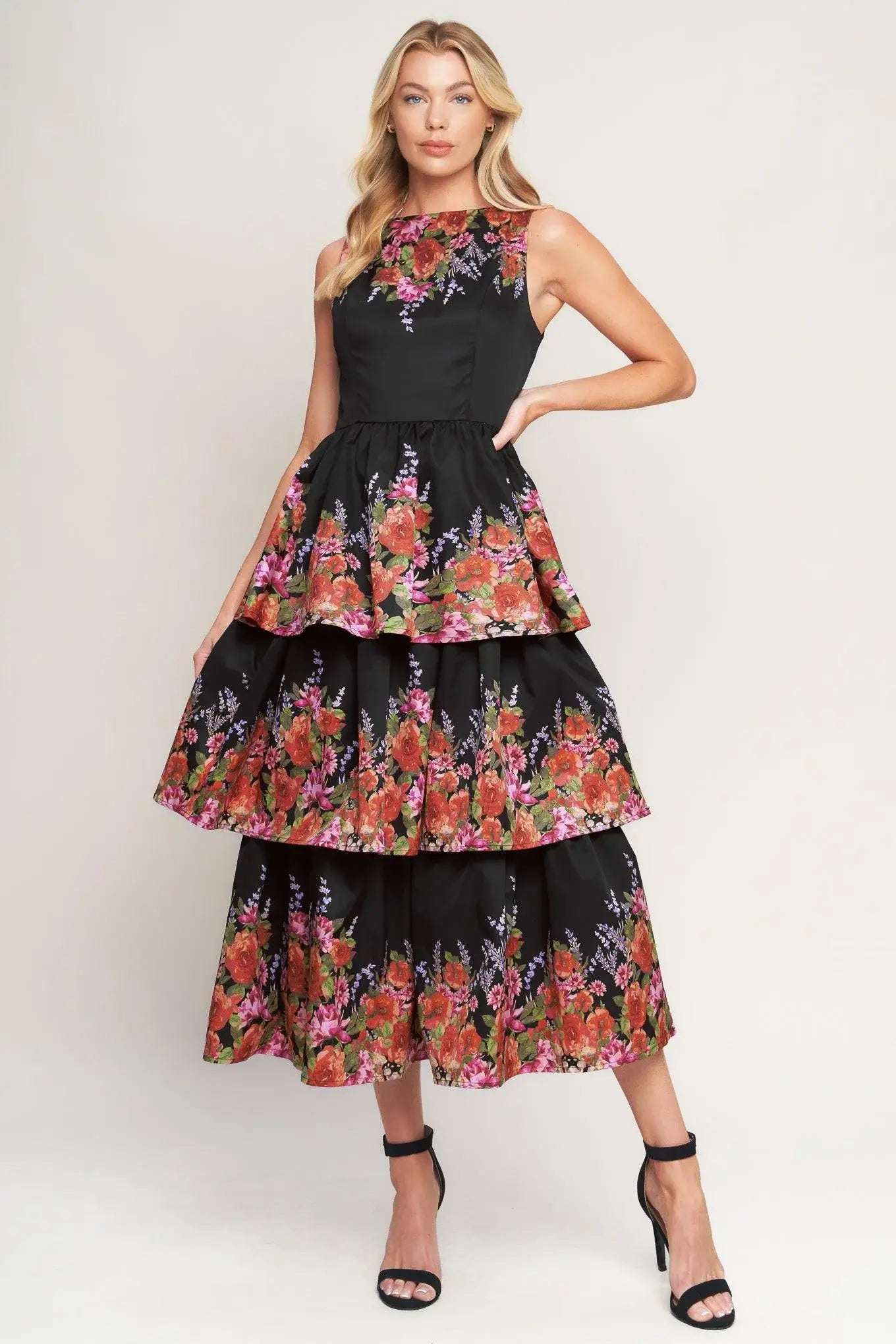 THE BOTANICAL BALLGOWN WOVEN MIDI DRESS - Flying Tomato - Flyclothing LLC