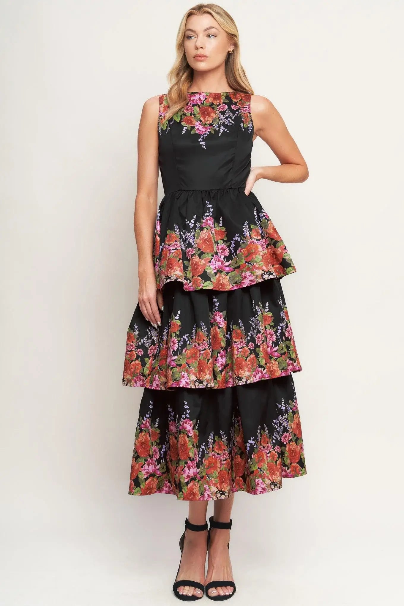 THE BOTANICAL BALLGOWN WOVEN MIDI DRESS - Flying Tomato - Flyclothing LLC