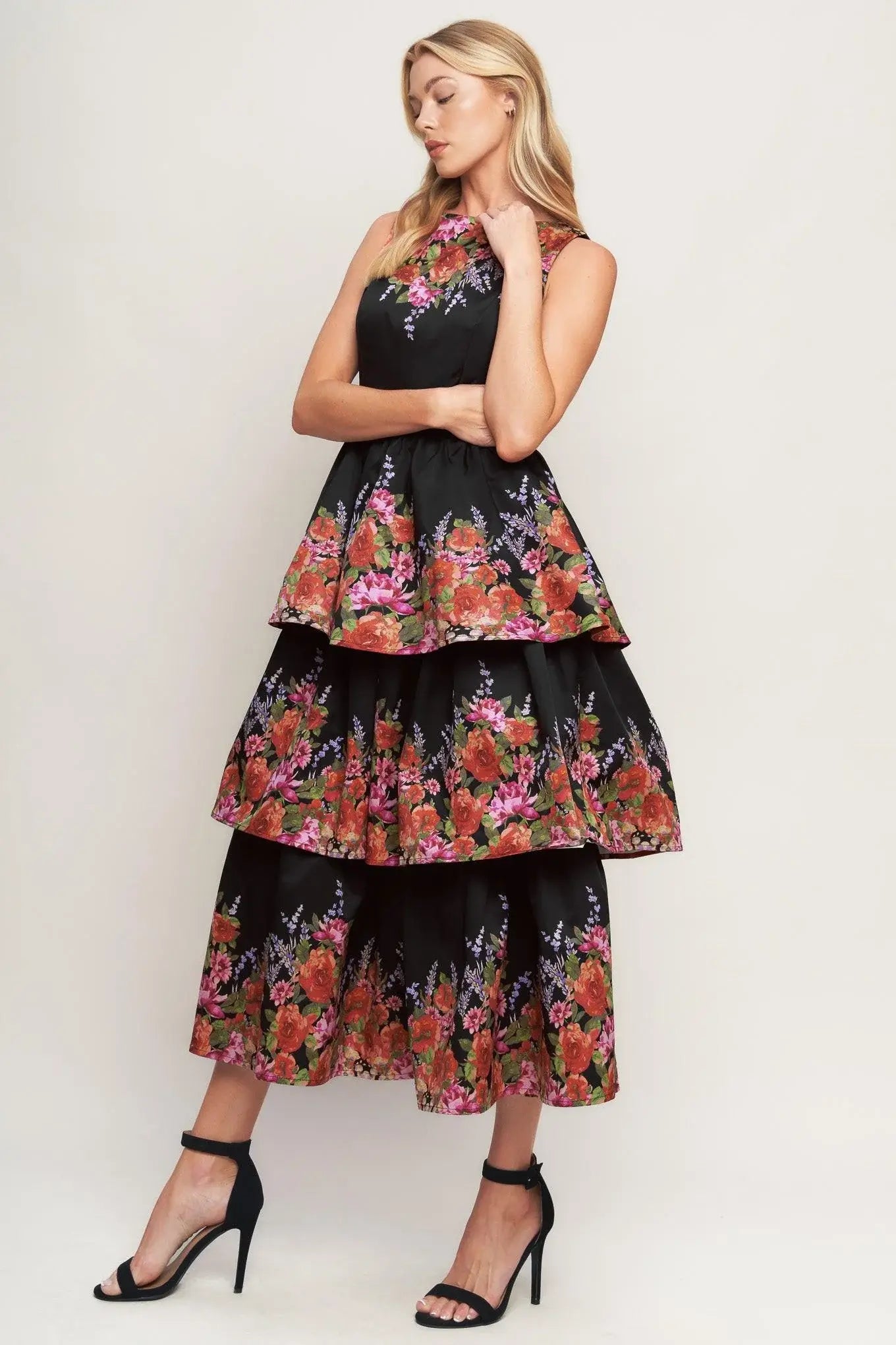 THE BOTANICAL BALLGOWN WOVEN MIDI DRESS - Flying Tomato - Flyclothing LLC