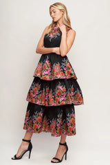 THE BOTANICAL BALLGOWN WOVEN MIDI DRESS - Flying Tomato - Flyclothing LLC