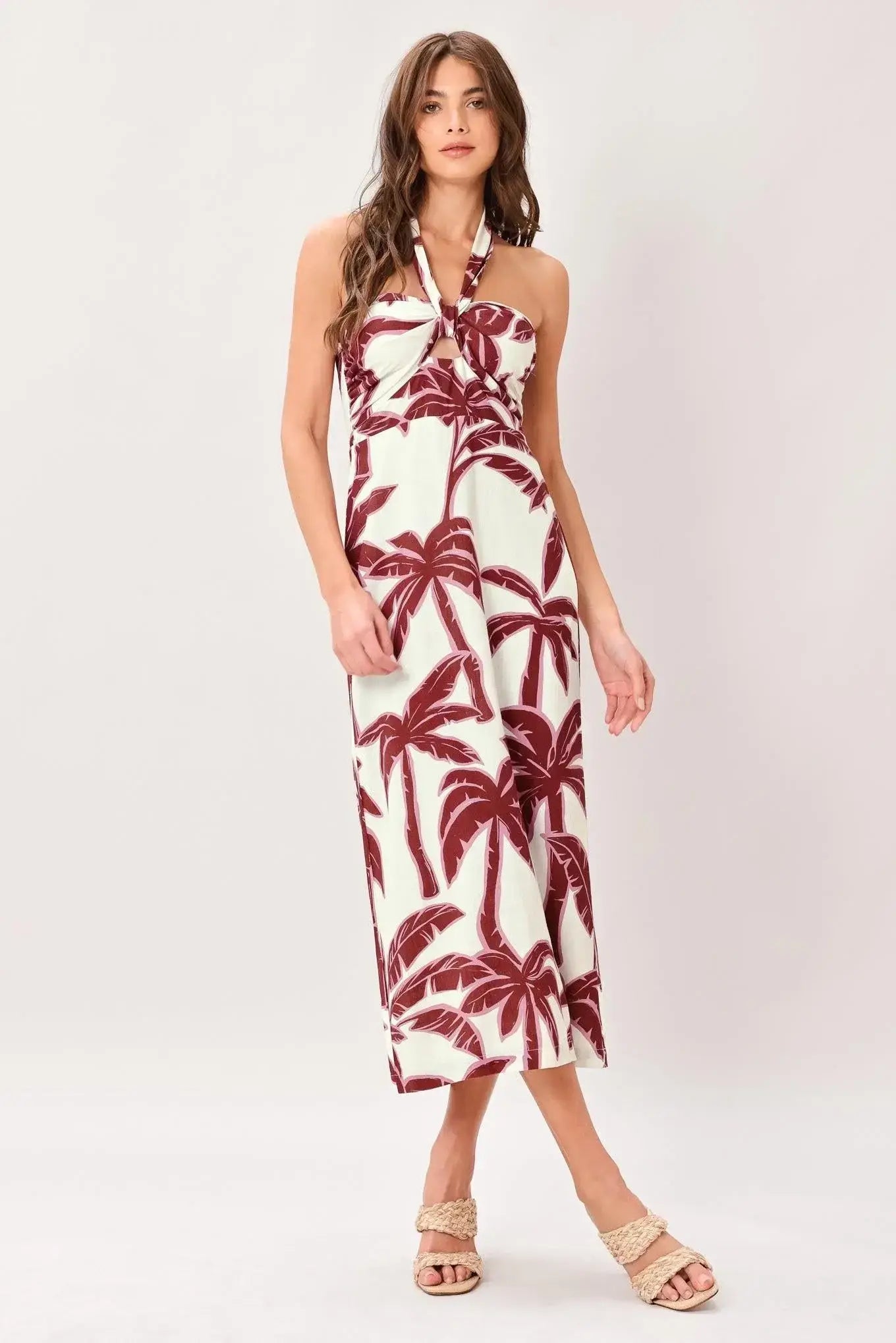 PALM SIREN WOVEN MIDI DRESS - Flying Tomato - Flyclothing LLC