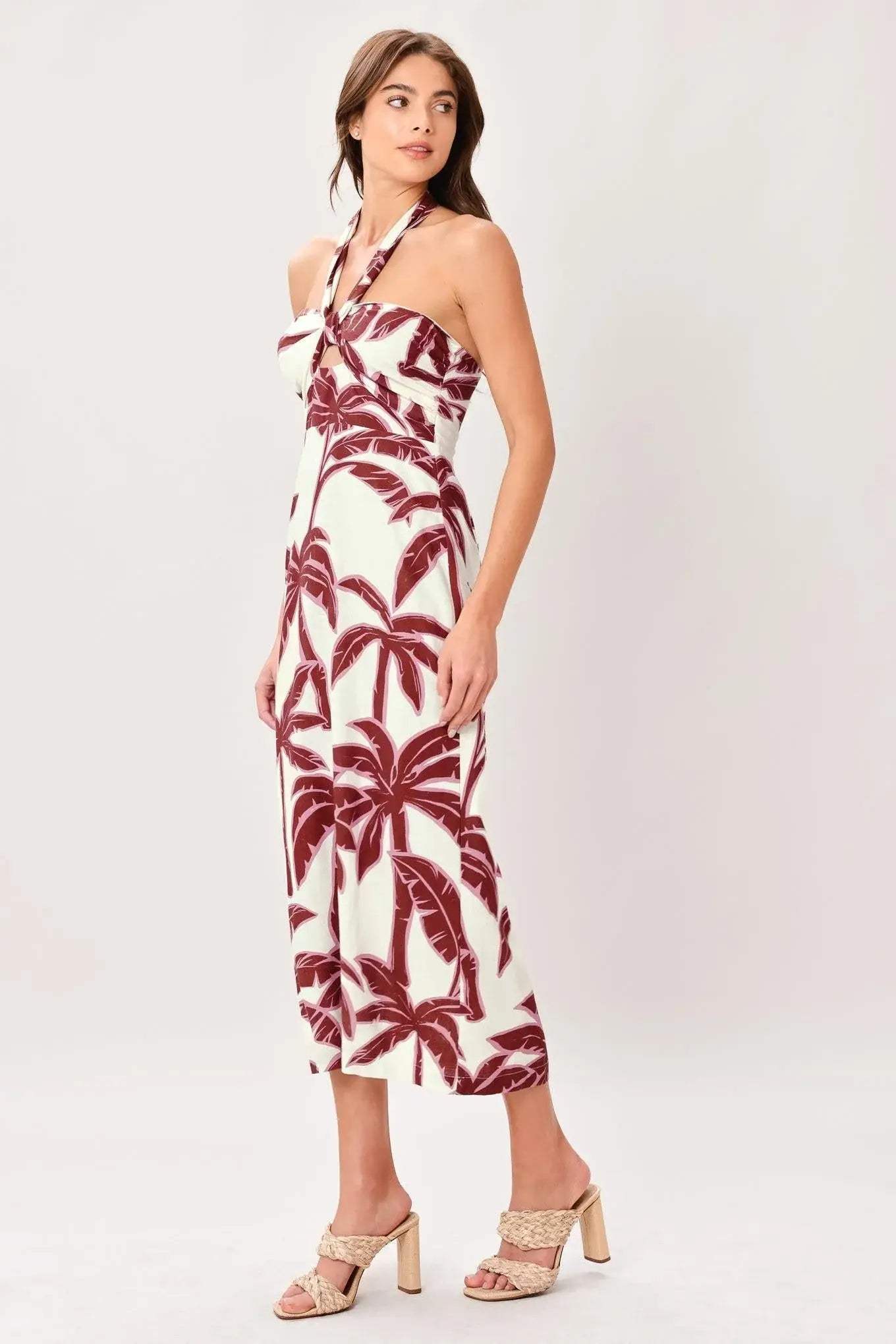 PALM SIREN WOVEN MIDI DRESS - Flying Tomato - Flyclothing LLC