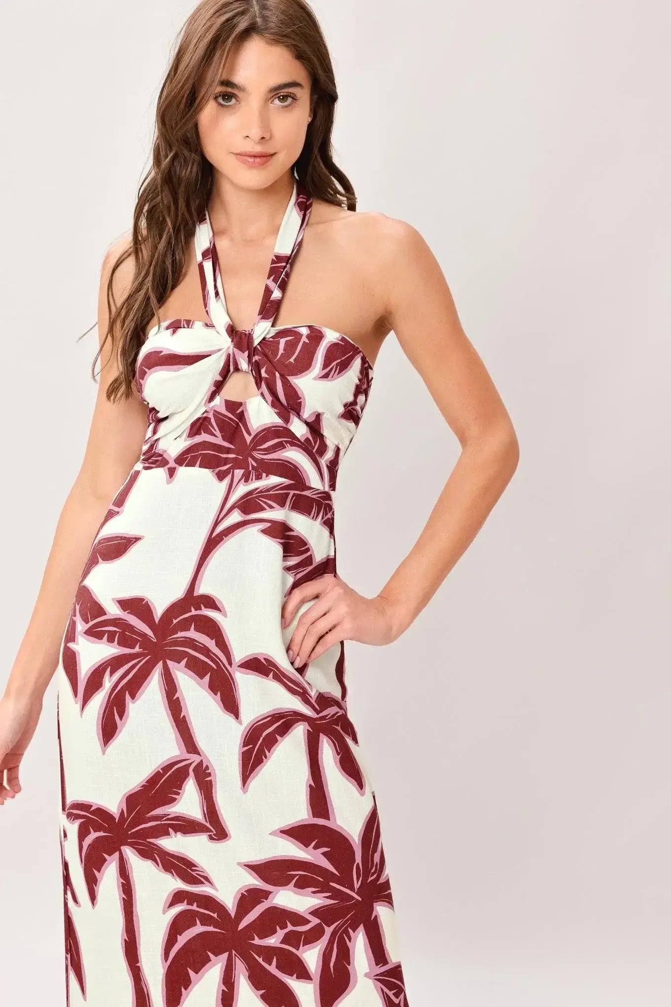 PALM SIREN WOVEN MIDI DRESS - Flying Tomato - Flyclothing LLC