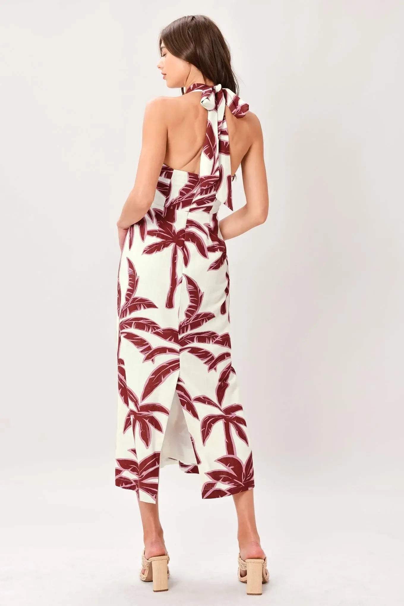 PALM SIREN WOVEN MIDI DRESS - Flying Tomato - Flyclothing LLC