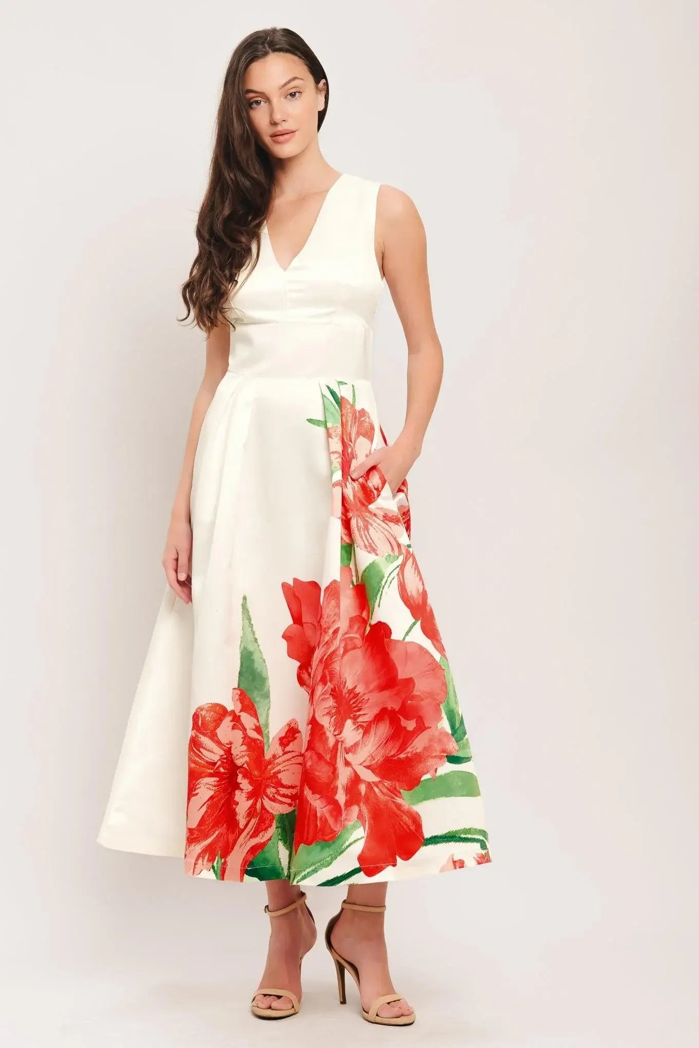 ROMANCE EDIT WOVEN MIDI DRESS - Flying Tomato - Flyclothing LLC