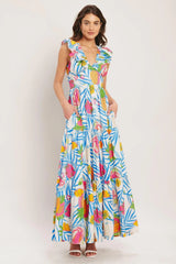 PINEAPPLE PARADISE WOVEN MAXI DRESS - Flying Tomato - Flyclothing LLC