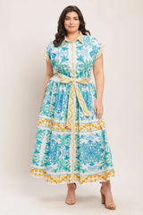 BLUE REGALIA WOVEN MIDI DRESS - Flying Tomato - Flyclothing LLC