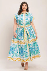 BLUE REGALIA WOVEN MIDI DRESS - Flying Tomato - Flyclothing LLC
