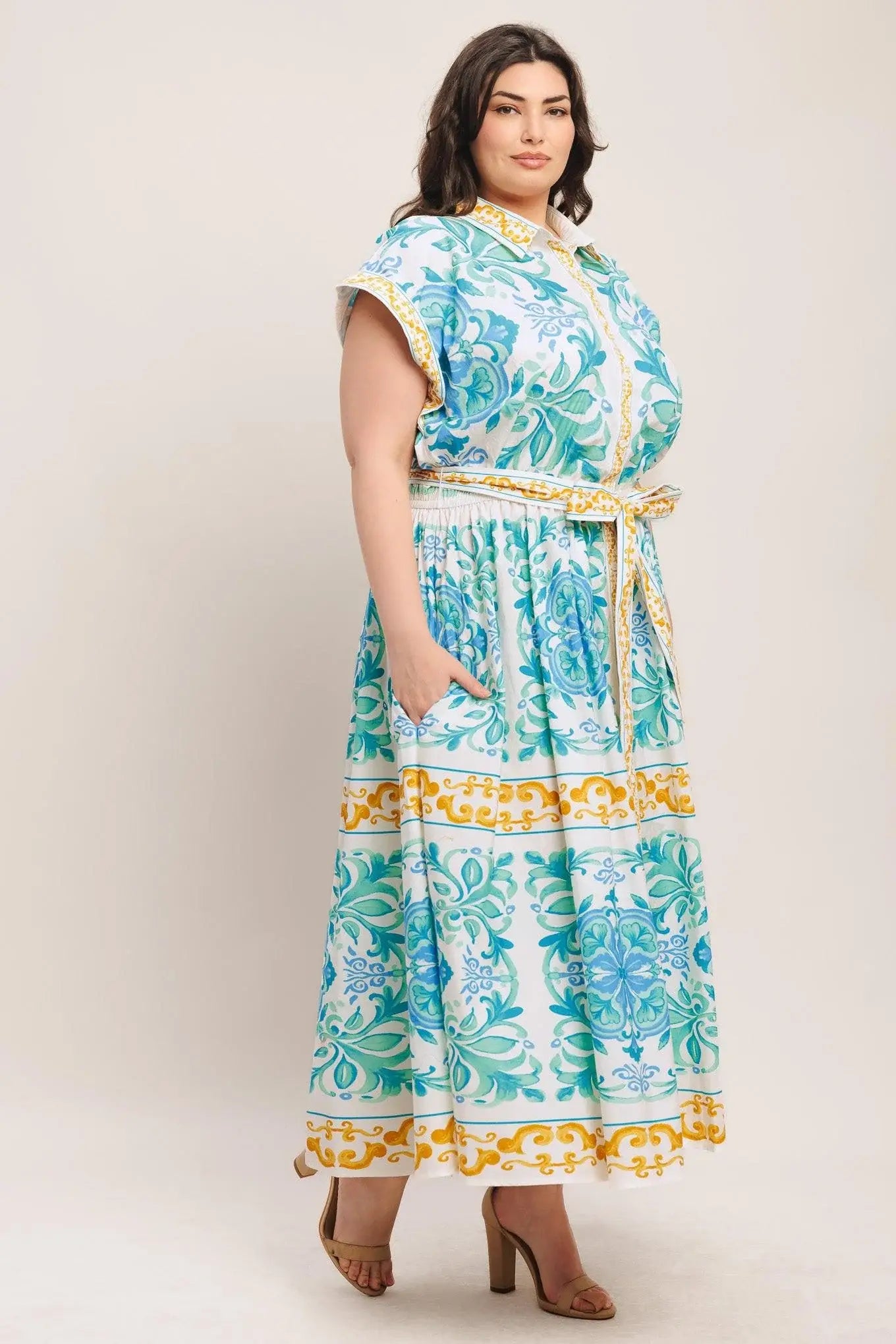 BLUE REGALIA WOVEN MIDI DRESS - Flying Tomato - Flyclothing LLC