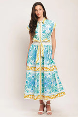 BLUE REGALIA WOVEN MIDI DRESS - Flying Tomato - Flyclothing LLC